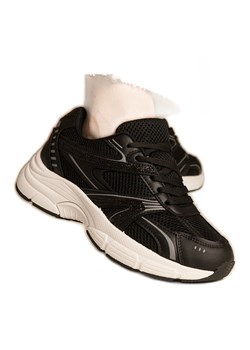 Czarne sneakersy damskie sportowe z brokatem ze sklepu ButyModne.pl w kategorii Buty sportowe damskie - zdjęcie 179232320
