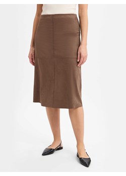 Someday Damska spódnica midi - Ovelou Kobiety Sztuczna skóra brązowy jednolity ze sklepu vangraaf w kategorii Spódnice - zdjęcie 179236770