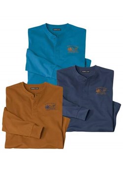 Zestaw 3 koszulek z dekoltem z guzikami Wild Park ze sklepu Atlas For Men w kategorii T-shirty męskie - zdjęcie 179237081