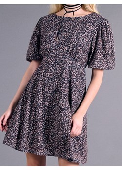 Sinsay - Sukienka mini z bufiastymi rękawami w panterkę - wielobarwny ze sklepu Sinsay w kategorii Sukienki - zdjęcie 179240220