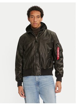 Alpha Industries Kurtka z imitacji skóry 123106 Czarny Regular Fit ze sklepu MODIVO w kategorii Kurtki męskie - zdjęcie 179240561