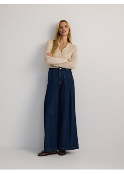 Reserved - Jeansy wide leg z zakładkami - granatowy ze sklepu Reserved w kategorii Jeansy damskie - zdjęcie 179243162