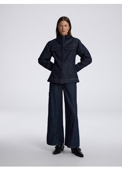 Reserved - Jeansy wide leg z rozpiananymi nogawkami - granatowy ze sklepu Reserved w kategorii Jeansy damskie - zdjęcie 179245204
