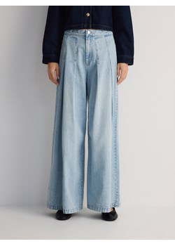 Reserved - Jeansy wide leg z zakładkami - niebieski ze sklepu Reserved w kategorii Jeansy damskie - zdjęcie 179246004