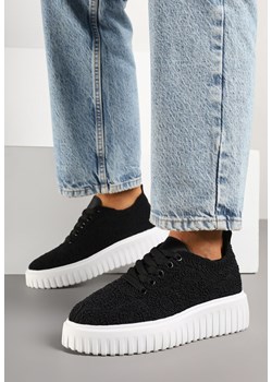 Czarne Sneakersy na Grubej Podeszwie z Ażurową Cholewką Ellisene ze sklepu born2be.pl w kategorii Buty sportowe damskie - zdjęcie 179246281