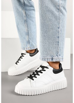 Biało-Czarne Sneakersy na Grubej Tłoczonej Podeszwie Zdivila ze sklepu born2be.pl w kategorii Buty sportowe damskie - zdjęcie 179246440