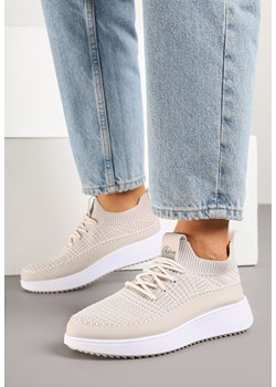 Beżowe Buty Sportowe Sneakersy z Elastycznym Cholewkami Liovanya ze sklepu born2be.pl w kategorii Buty sportowe damskie - zdjęcie 179248741