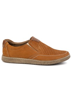 Buty męskie skórzane Casual ażurowe 854/L/2 rude ze sklepu butyolivier w kategorii Półbuty męskie - zdjęcie 179251432