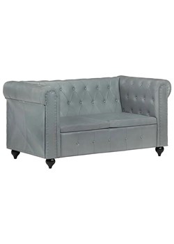 Skórzana 2-osobowa szara sofa w stylu Chesterfield - Defo 2Q ze sklepu Edinos.pl w kategorii Sofy i kanapy - zdjęcie 179251490
