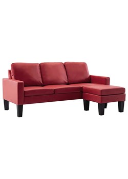 3-osobowa sofa z ekoskóry z podnóżkiem winna czerwień - Lencor 4Q ze sklepu Edinos.pl w kategorii Sofy i kanapy - zdjęcie 179252164