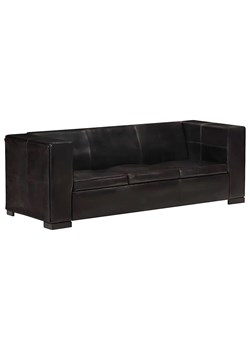 3-osobowa sofa z czarnej skóry naturalnej - Vino 3Q ze sklepu Edinos.pl w kategorii Sofy i kanapy - zdjęcie 179252740