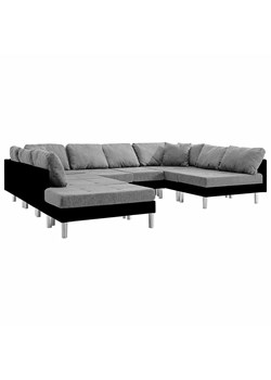 Sofa modułowa czarno-jasnoszara z ekoskóry  - Basket ze sklepu Edinos.pl w kategorii Sofy i kanapy - zdjęcie 179253413