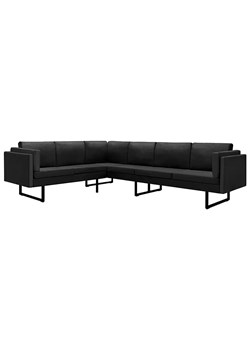 7-osobowa czarna sofa narożna z tkaniny - Lordis ze sklepu Edinos.pl w kategorii Narożniki - zdjęcie 179253493