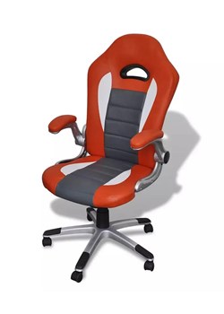 Pomarańczowo-szary fotel obrotowy ergonomiczny - Asmara ze sklepu Edinos.pl w kategorii Krzesła biurowe - zdjęcie 179253601