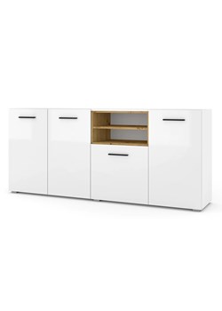 Długa komoda do salonu 200 cm biały połysk - Baden 6X ze sklepu Edinos.pl w kategorii Komody - zdjęcie 179254420