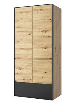 Nowoczesna szafa na ubrania dąb artisan + czarny - Flaser 6X ze sklepu Edinos.pl w kategorii Szafy - zdjęcie 179255164