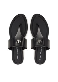 Japonki Calvin Klein Jeans Flat Sandal Toepost Mg YW0YW01691 Czarny ze sklepu eobuwie.pl w kategorii Klapki damskie - zdjęcie 179258480