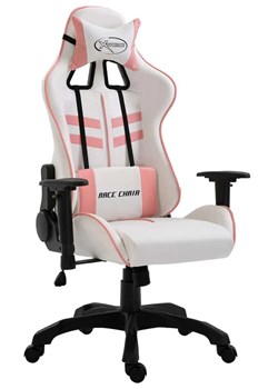 Biało-różowy ergonomiczny fotel gamingowy - Elaja ze sklepu Edinos.pl w kategorii Krzesła biurowe - zdjęcie 179260100