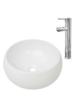 Ceramiczna umywalka nablatowa z baterią - Leli 3X - id: 35322 - marki Elior - 179261532 Ceramiczna umywalka nablatowa z baterią - Leli 3X ze sklepu Edinos.pl w kategorii Łazienka - zdjęcie 179261532