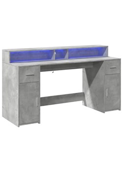 Biurko podświetlane z szafkami 160 cm beton - Duna ze sklepu Edinos.pl w kategorii Biurka i sekretarzyki - zdjęcie 179262603