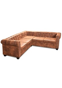 Klasyczny narożnik chesterfield Origo - rudy ze sklepu Edinos.pl w kategorii Narożniki - zdjęcie 179262944