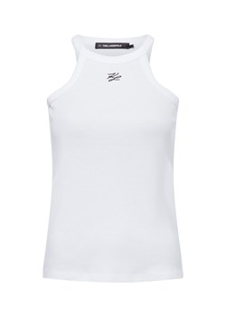 KARL LAGERFELD Top damski - Autograph Tank Kobiety Bawełna biały jednolity ze sklepu vangraaf w kategorii Bluzki damskie - zdjęcie 179267211