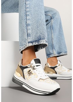 Biało-Czarne Sneakersy Ozdobione Metalicznymi Literami Divlirra ze sklepu renee.pl w kategorii Buty sportowe damskie - zdjęcie 179275483
