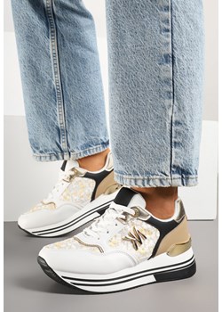 Biało-Czarne Sneakersy z Metaliczną Aplikacją Divisca ze sklepu born2be.pl w kategorii Buty sportowe damskie - zdjęcie 179275991