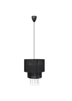 Czarna lampa wisząca z tkaniny do salonu - E968-Mirado ze sklepu Edinos.pl w kategorii Lampy wiszące - zdjęcie 179276773