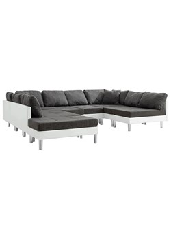 Sofa modułowa biało-ciemnoszara z ekoskóry  - Basket ze sklepu Edinos.pl w kategorii Sofy i kanapy - zdjęcie 179277443