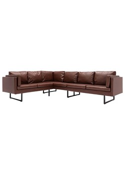 7-osobowa brązowa sofa narożna z ekoskóry - Lordis 2X ze sklepu Edinos.pl w kategorii Narożniki - zdjęcie 179277492