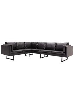 7-osobowa czarna sofa narożna z ekoskóry - Lordis 2X ze sklepu Edinos.pl w kategorii Narożniki - zdjęcie 179277501