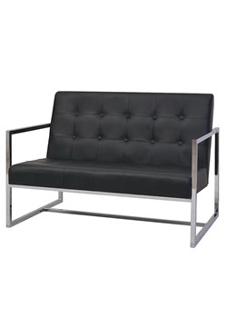 Zgrabna 2-osobowa sofa Aparro z ekoskóry - czarna ze sklepu Edinos.pl w kategorii Sofy i kanapy - zdjęcie 179279082
