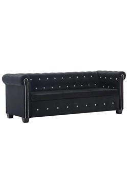 Aksamitna sofa w stylu Chesterfield Xavier 3Q - czarna ze sklepu Edinos.pl w kategorii Sofy i kanapy - zdjęcie 179279143