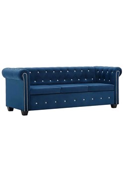 Aksamitna sofa w stylu Chesterfield Xavier 3Q - niebieska ze sklepu Edinos.pl w kategorii Sofy i kanapy - zdjęcie 179279153