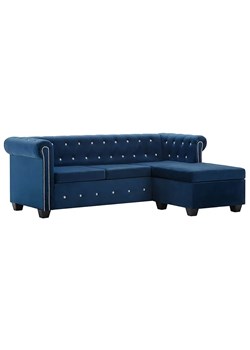 Aksamitny narożnik w stylu Chesterfield Xavier 4Q - niebieski ze sklepu Edinos.pl w kategorii Narożniki - zdjęcie 179279172