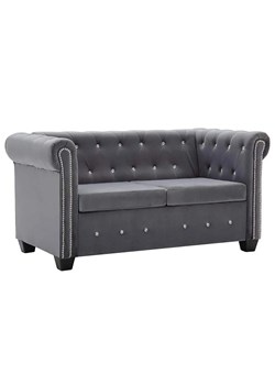 Aksamitna sofa w stylu Chesterfield Xavier 2Q - szara ze sklepu Edinos.pl w kategorii Sofy i kanapy - zdjęcie 179279173