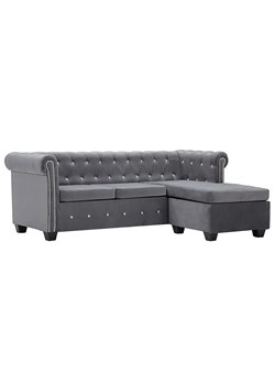 Szary narożnik z leżanką w stylu Chesterfield - Xavier 4Q ze sklepu Edinos.pl w kategorii Narożniki - zdjęcie 179279192