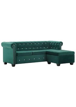 Aksamitny narożnik w stylu Chesterfield Xavier 4Q - zielony ze sklepu Edinos.pl w kategorii Narożniki - zdjęcie 179279202