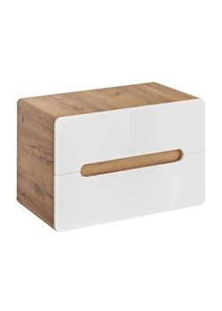 Wisząca szafka pod umywalkę nablatową biały połysk - Zeftox 8X 80 cm ze sklepu Edinos.pl w kategorii Szafki i regały łazienkowe - zdjęcie 179279863