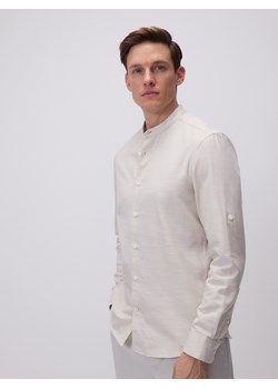 Reserved - Bawełniana koszula slim fit - beżowy ze sklepu Reserved w kategorii Koszule męskie - zdjęcie 179283844