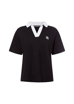 KARL LAGERFELD Damska koszulka polo - Ikon Patch Kobiety Bawełna czarny jednolity ze sklepu vangraaf w kategorii Bluzki damskie - zdjęcie 179283914