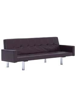 Rozkładana sofa Enya 2X z podłokietnikami -  brązowa ze sklepu Edinos.pl w kategorii Sofy i kanapy - zdjęcie 179286183
