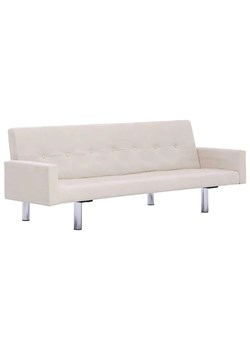 Rozkładana sofa Enya  z podłokietnikami - kremowa ze sklepu Edinos.pl w kategorii Sofy i kanapy - zdjęcie 179286203