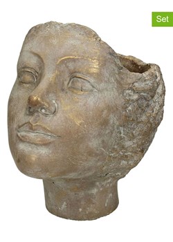 Kersten Doniczki (2 szt.) &quot;Face&quot; w kolorze złotym - wys. 15 x Ø 19 cm ze sklepu Limango Polska w kategorii Doniczki i osłonki - zdjęcie 179287071