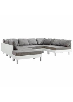 Sofa modułowa biało-jasnoszara z ekoskóry  - Basket ze sklepu Edinos.pl w kategorii Narożniki - zdjęcie 179288933