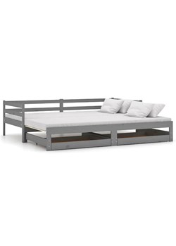 Szare łóżko z podwójnymi szufladami na pościel - Ikis 3X 90 / 180 x 200 cm ze sklepu Edinos.pl w kategorii Łóżka i materace - zdjęcie 179289041