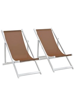 Składane krzesła plażowe Landix - brąz ze sklepu Edinos.pl w kategorii Leżaki ogrodowe - zdjęcie 179289410