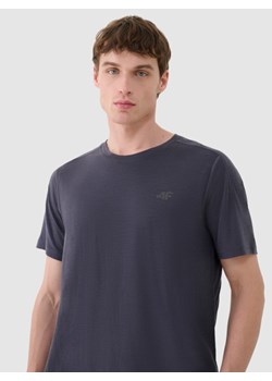 Męska koszulka trekkingowa 4F 4FWSS25TFTSM1268 - szara ze sklepu Sportstylestory.com w kategorii T-shirty męskie - zdjęcie 179309570