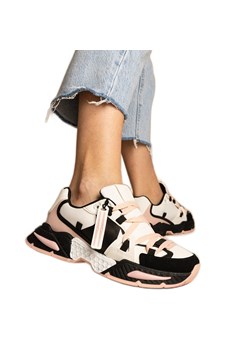 Różowe sneakersy damskie na masywnej podeszwie czarne ze sklepu ButyModne.pl w kategorii Buty sportowe damskie - zdjęcie 179312534